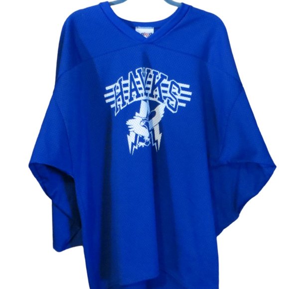 Dakka Two Hockey Jerseys Hawks One Game Or Practice Worn Blue White XL XXL - Picture 2 of 16